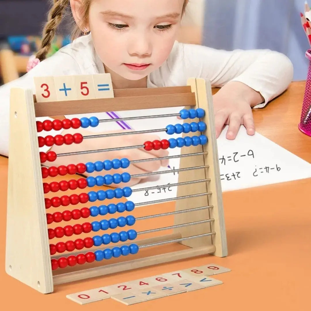 Boulier Montessori en bois avec Cartes Aire de jeux