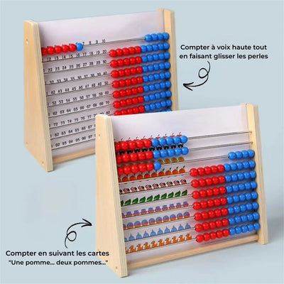 Boulier Montessori en bois avec Cartes Aire de jeux 